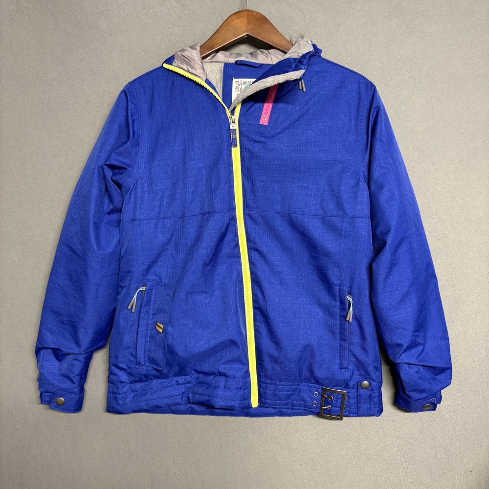 Firefly Girl's Hooded Winter Snowboard Ski Jacket, Blue with Yellow Zipper